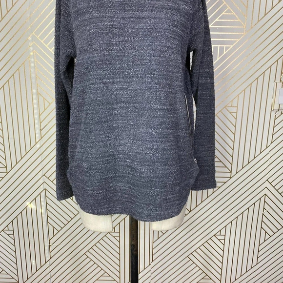 Vince‎ Textured Terry Raglan Side Zipper Sweatshirt Heather Black Gray Size XS - Picture 6 of 12